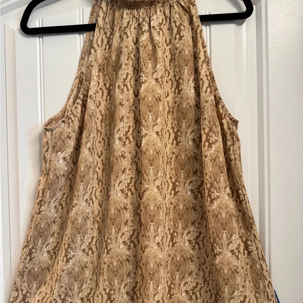 Goldray Halter Top Snakeskin Print Tie Back Tan Womens Size XLARGE Swing - Picture 6 of 9
